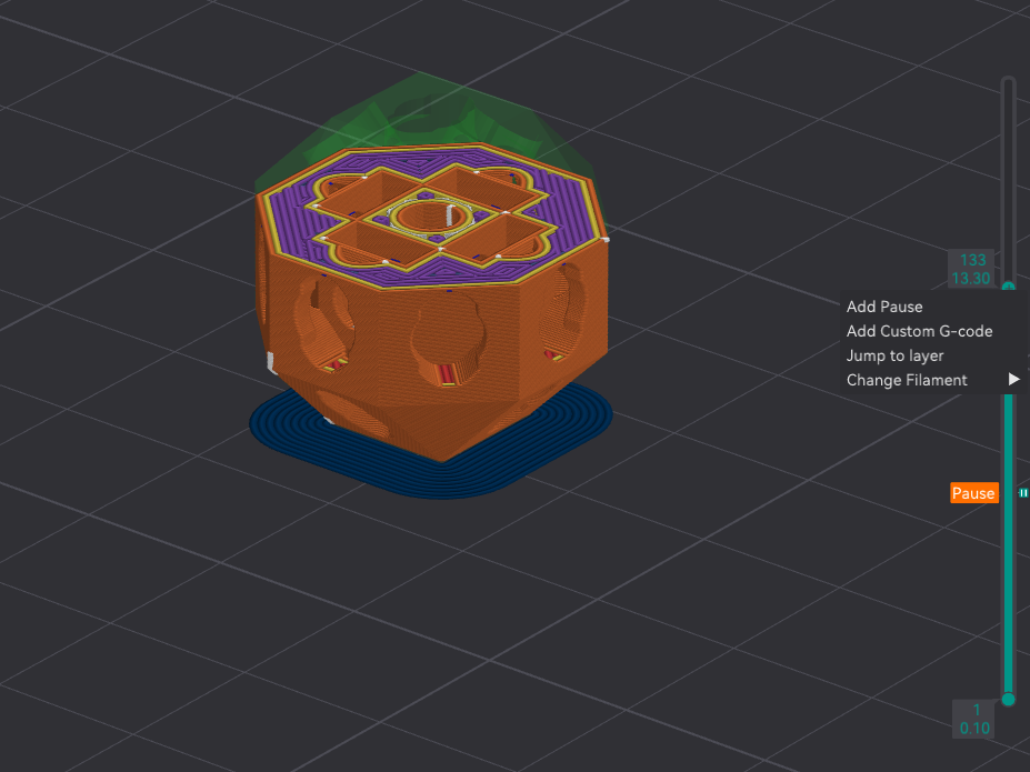 Hub print pause step 2